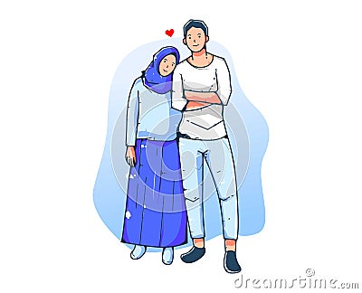 Illustration of a Muslim couple full body Stock Photo