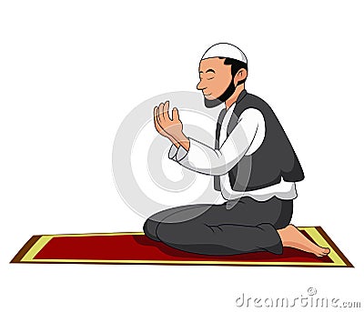 Illustration of A Muslim Man Praying Vector Illustration