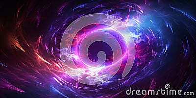 Illustration Of Mystical Space Whirlpool In Purple And Red. Galactic Swirl In Vivid Color. Generative AI Stock Photo