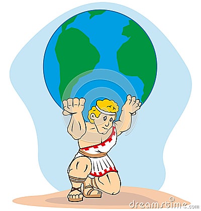 Illustration is a mythology, Titan Atlas carrying the world on his back Vector Illustration