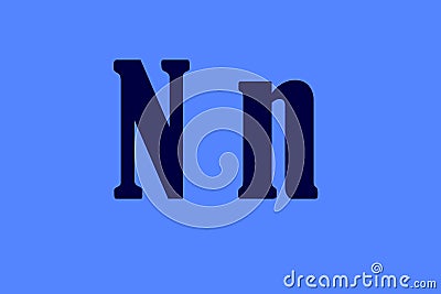 Illustration of the `n` letter in a blue tonality Stock Photo