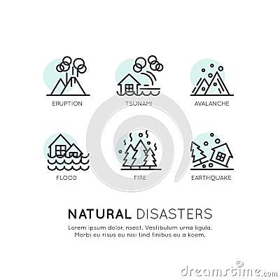 Illustration of Natural Disasters Vector Illustration