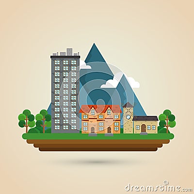 Illustration of nature city, vector design, building and real estate related Vector Illustration