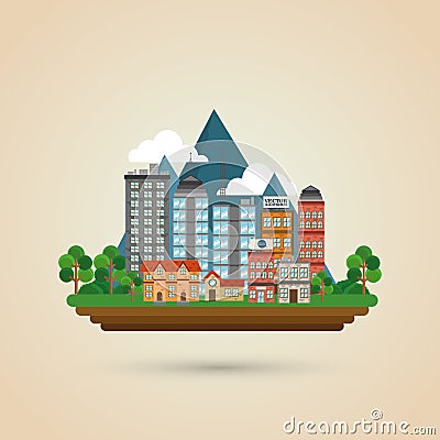 Illustration of nature city, vector design, building and real estate related Vector Illustration