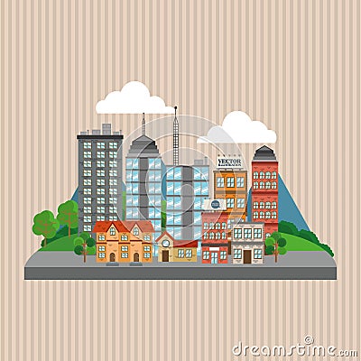 Illustration of nature city, vector design, building and real estate related Vector Illustration