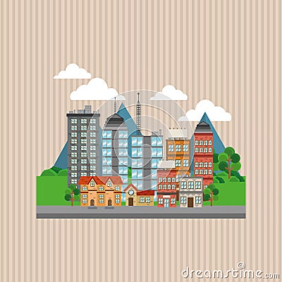 Illustration of nature city, vector design, building and real estate related Vector Illustration