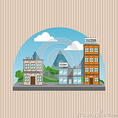 Illustration of nature city, vector design, building and real estate related Vector Illustration