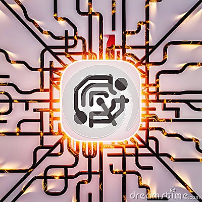 Illustration of network node icon on white background. It shows the complexity of modern networks. It has many interconnected Stock Photo