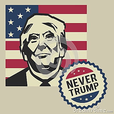 Illustration the never Donald Trump, flat design Cartoon Illustration