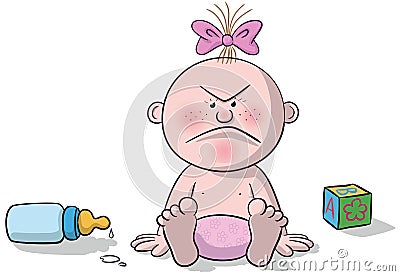 Illustration of newborn baby angry Vector Illustration