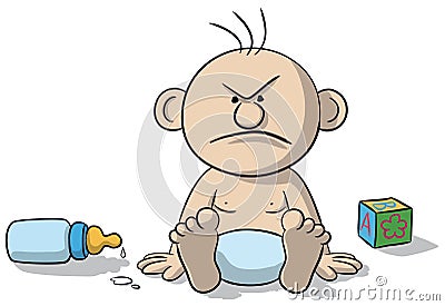 Illustration of newborn baby angry Vector Illustration