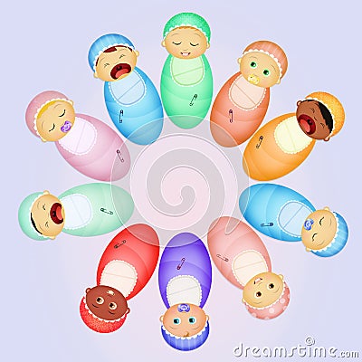 Illustration of newborn children Cartoon Illustration