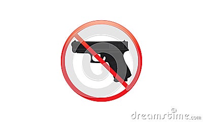 No Gun Allowed Sign - No Weapons Allowed Red Logo Sign - Vector Illustration