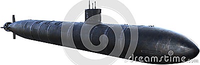 Military Nuclear Submarine Ship, Isolated Stock Photo