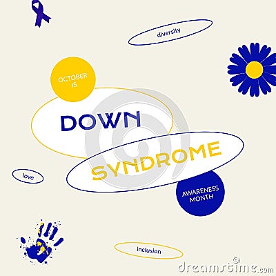 Illustration of october is down syndrome awareness month, diversity, love, inclusion text Stock Photo