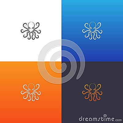 Octopus silhouette set Stock Photo