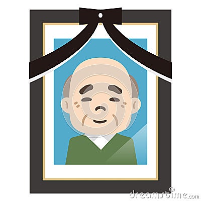Illustration of an old man`s deceased photo Vector Illustration