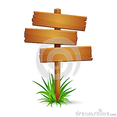 Rickety signpost with grass Vector Illustration