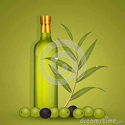Illustration of olive bottle oil Stock Photo