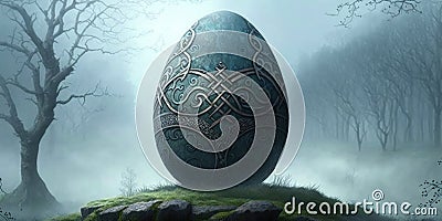 One Big Celtic Easter Egg Cartoon Illustration
