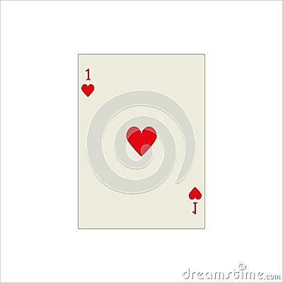 Illustration of an one of heart playing card with isolated on a white background Cartoon Illustration