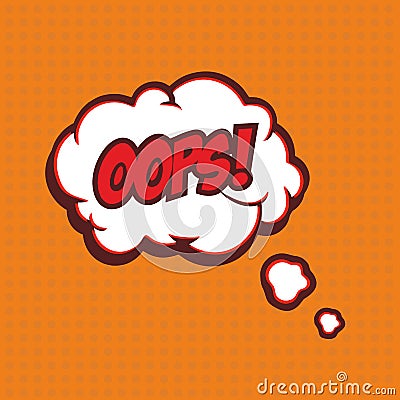 Illustration of a Oops in comic stile, on cloud Cartoon Illustration