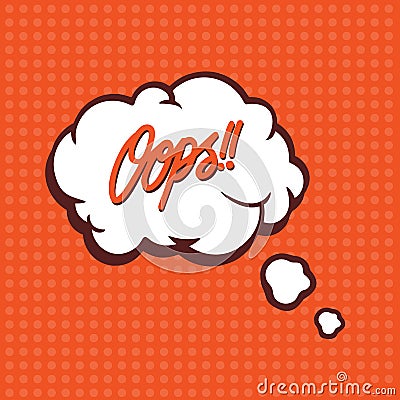 Illustration of a Oops in comic stile, on cloud Cartoon Illustration