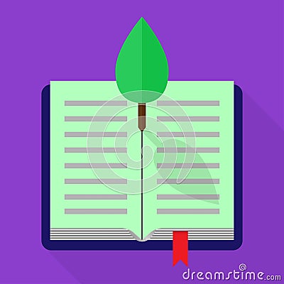 Cool Illustration of an open book with a tree. Flat design Editorial Stock Photo