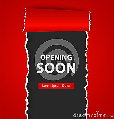 Opening soon background with paper sign Vector Illustration