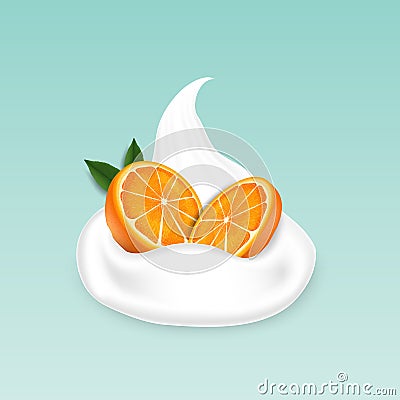 Orange fruit with yogurt Vector Illustration