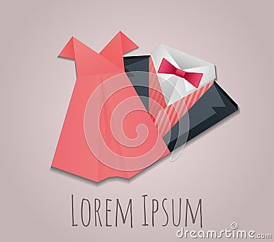 Illustration of origami men's suit and lady dress Vector Illustration