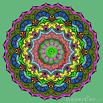 Ornament of a circular mandala color. Ornamental background Vector Illustration