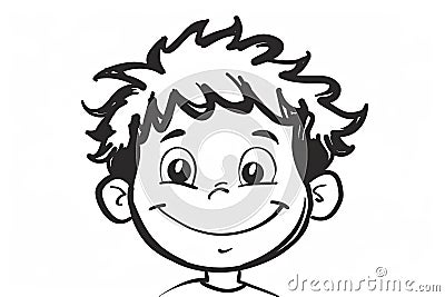 Illustration of an outlined happy kids face Stock Photo
