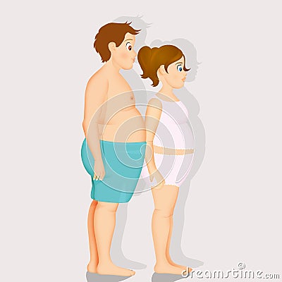 Overweight girl and boy Stock Photo