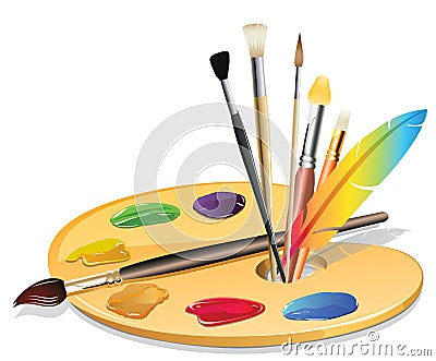 Paintbrush and Pallet Cartoon Illustration