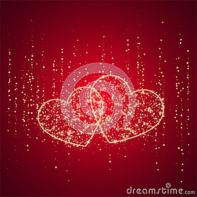 Illustration of pair of heart made of sparkling star Vector Illustration