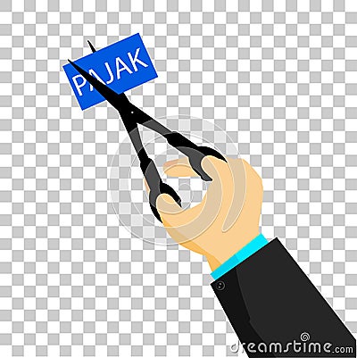 Illustration for Pajak tax in indonesia language cutting or amnesty Vector Illustration