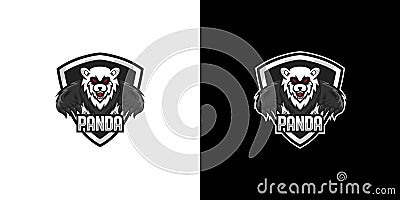 Illustration panda shield logo vector design Vector Illustration