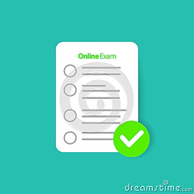 Illustration paper online exam icon design with checklist symbol Stock Photo