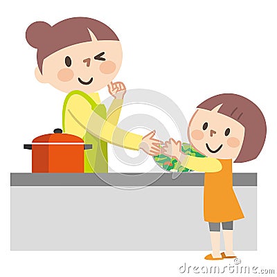 Illustration of parents and children cooking Vector Illustration