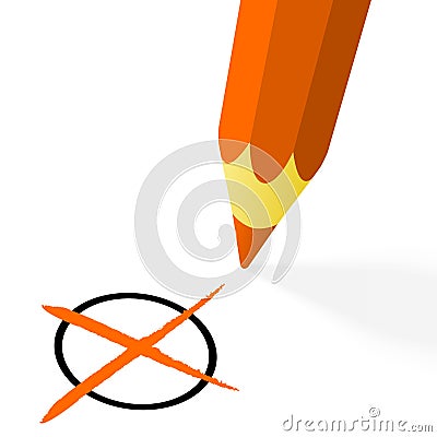 orange pencil with cross Vector Illustration