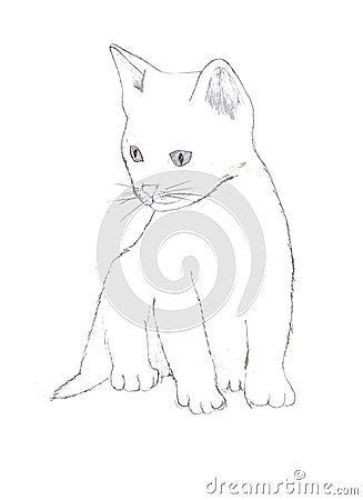 Illustration of a pencil kitten Stock Photo