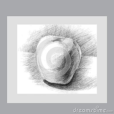 Illustration with a pencil sketch apple Vector Illustration