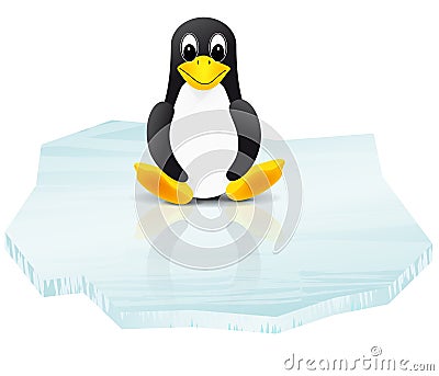 Illustration of penguin on ice floe Stock Photo