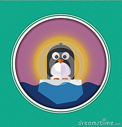 Illustration of Penguin on a ice floe Vector Illustration