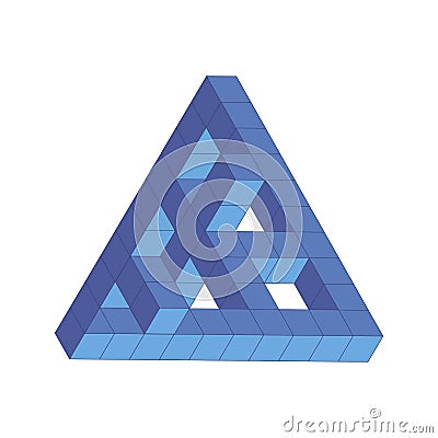 illustration of the Penrose triangle, blue cube Cartoon Illustration