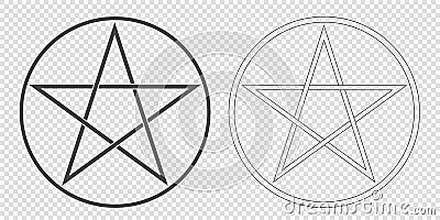 Illustration of a Pentagram, a five-pointed star in a circle. Esoteric or magic symbol of Occultism and Witchcraft. Isolated on Vector Illustration
