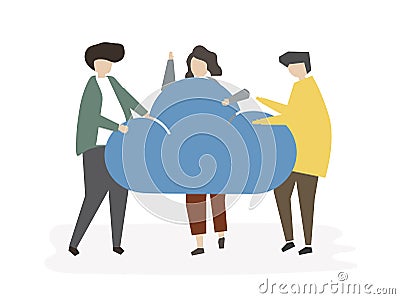 Illustration of people avatar cloud connection concept Stock Photo