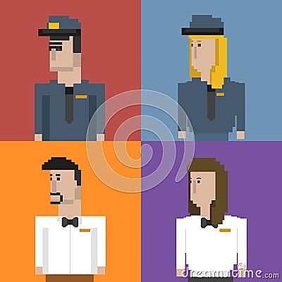 Illustration of people in different profession uniforms Stock Photo