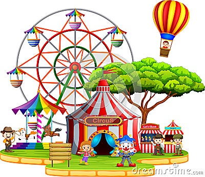 People having fun in circus Vector Illustration